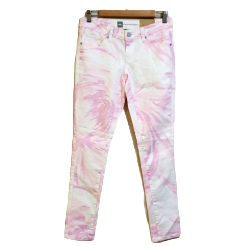Mossimo Mid Waist Skinny Jean Women's Size 2 NWT Pink & White